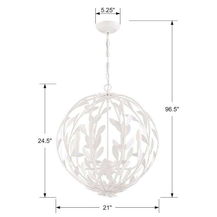 Crystorama Broche Chandelier, Matte White