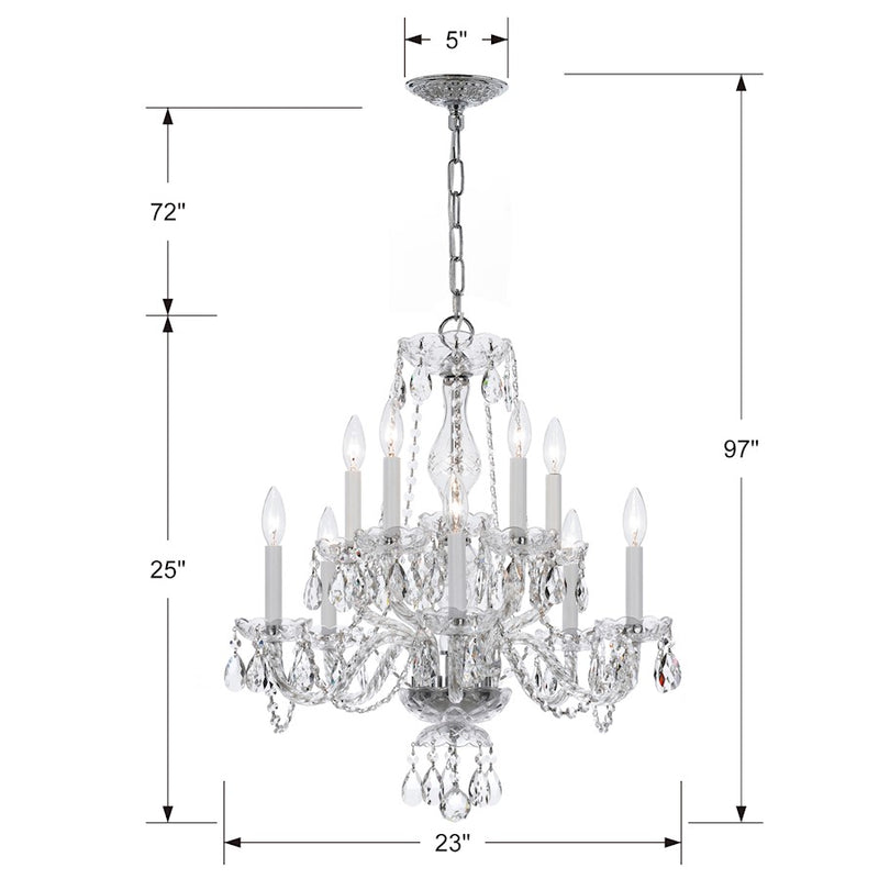 Crystorama Traditional 10 Lt Clear Crystal Chrome Chandelier V
