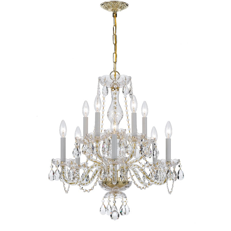 Crystorama Traditional Crystal 10 Light Chandelier, Brass