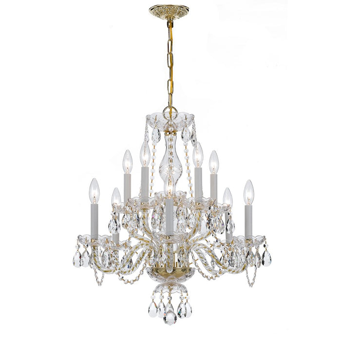 Crystorama Traditional Crystal 10 Light Chandelier, Brass