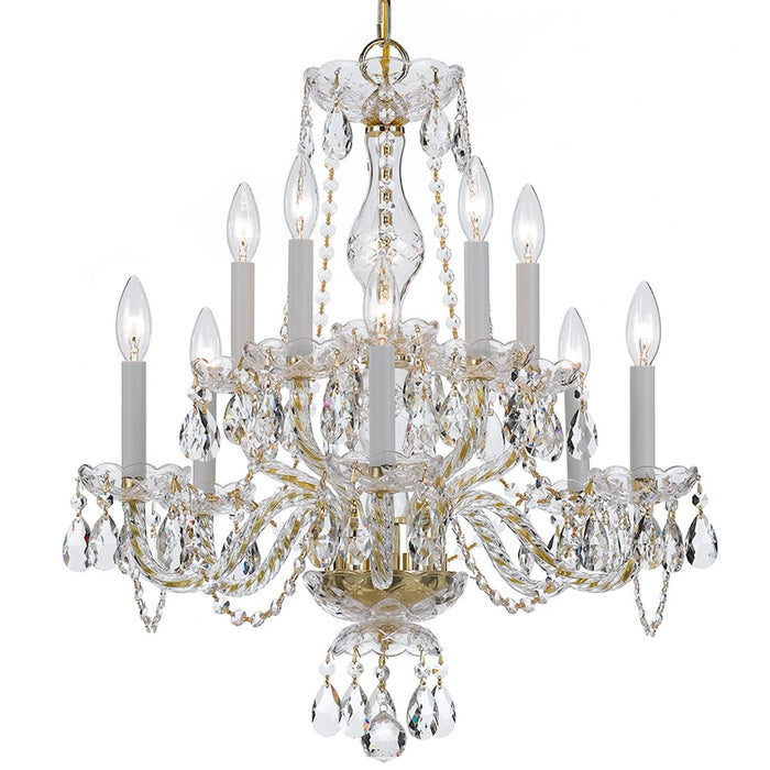 Crystorama Traditional Crystal 10 Light Chandelier, Brass