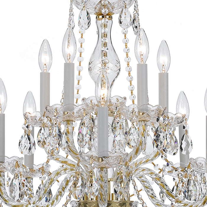 Crystorama Traditional Crystal 10 Light Chandelier, Brass