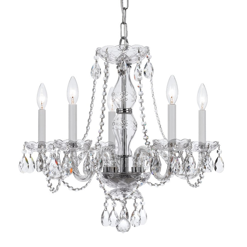 Crystorama Traditional Crystal 5 Light Chandelier, Chrome