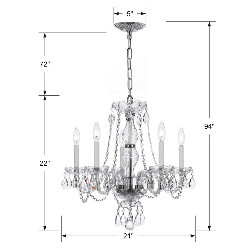 Crystorama Traditional 5 Light Crystal Chrome Chandelier V