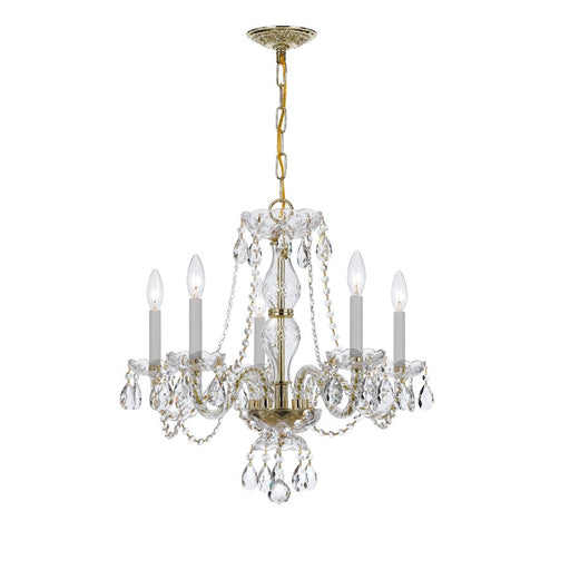 Crystorama Traditional Crystal 5 Light Chandelier, Polished Brass - 5085-PB-CL-I