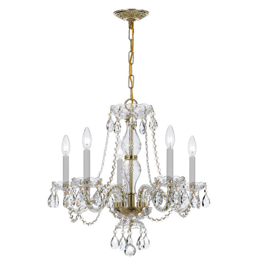 Crystorama Traditional Crystal 5 Light Chandelier, Polished Brass