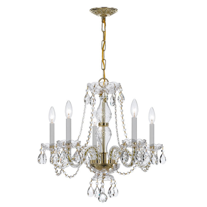 Crystorama Traditional Crystal 5 Light Chandelier, Polished Brass