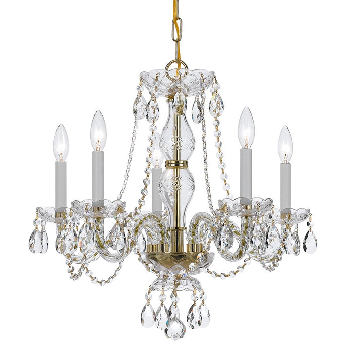 Crystorama Traditional Crystal 5 Light Chandelier, Polished Brass