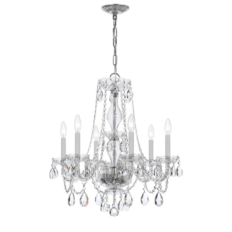Crystorama Traditional Crystal 6 Light Chandelier, Chrome
