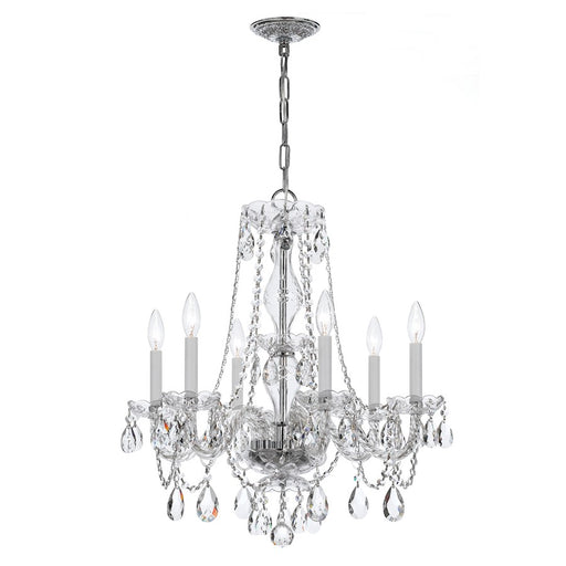 Crystorama Traditional Crystal 6 Light Chandelier, Chrome