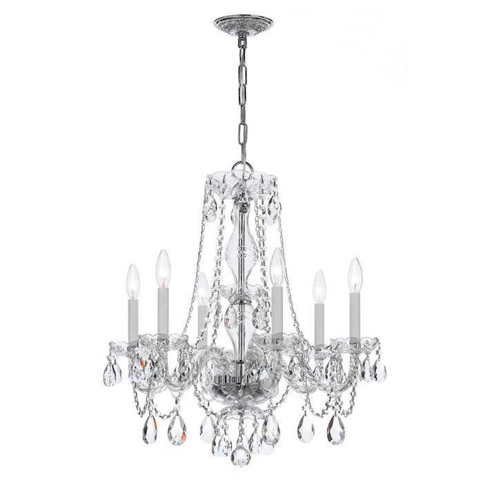Crystorama Traditional Crystal 6 Light Chandelier, Chrome