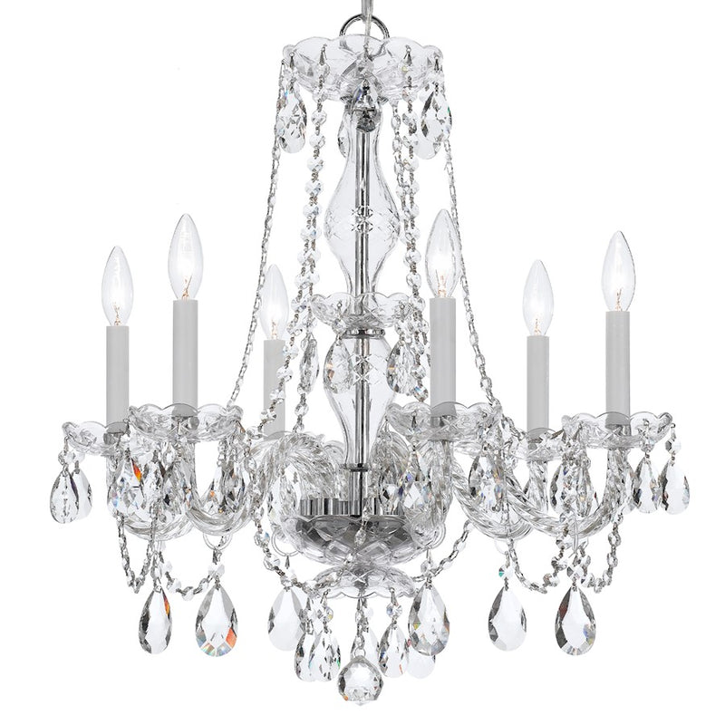 Crystorama Traditional Crystal 6 Light Chandelier, Chrome
