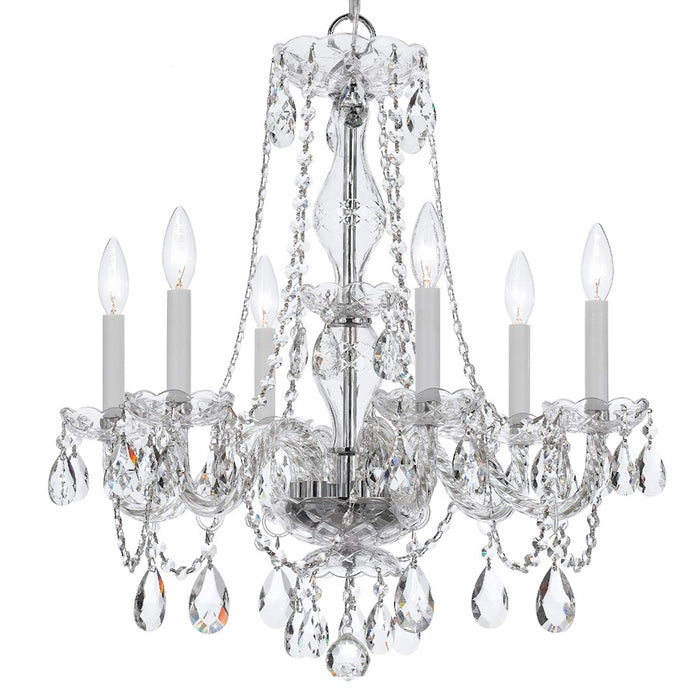 Crystorama Traditional Crystal 6 Light Chandelier, Chrome