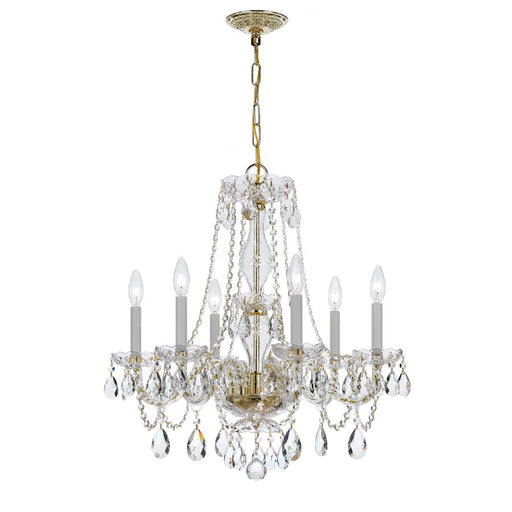 Crystorama Traditional Crystal 6 Light Chandelier, Polished Brass - 5086-PB-CL-I