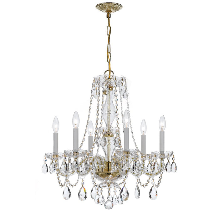 Crystorama Traditional Crystal 6 Light Chandelier, Polished Brass