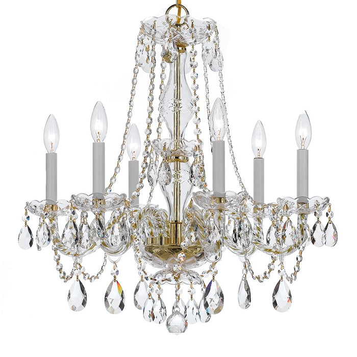 Crystorama Traditional Crystal 6 Light Chandelier, Polished Brass