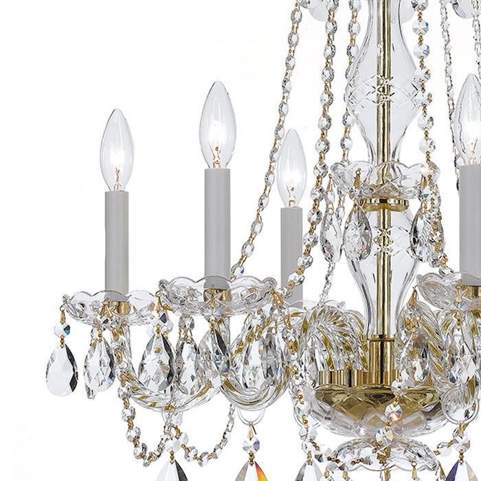 Crystorama Traditional Crystal 6 Light Chandelier, Polished Brass