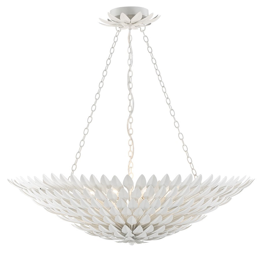 Crystorama Broche 8 Light Chandelier, Matte White