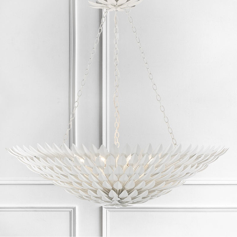Crystorama Broche 8 Light Chandelier, Matte White
