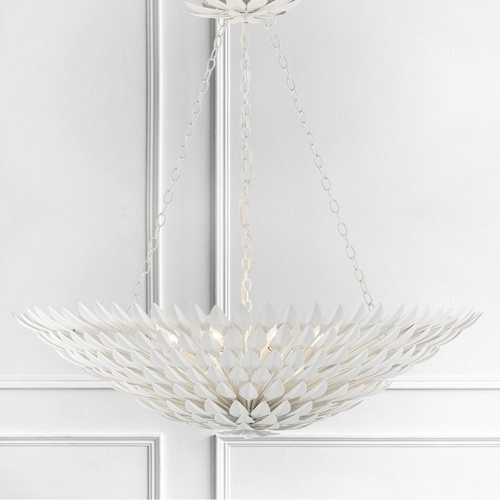 Crystorama Broche 8 Light Chandelier, Matte White