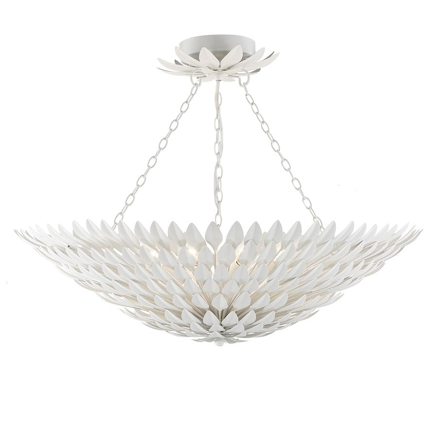 Crystorama Broche 8 Light Flush Mount, Matte White