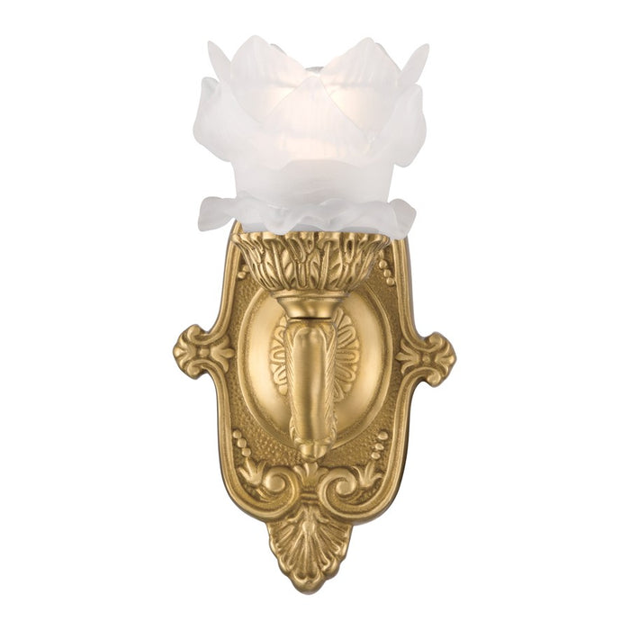 Crystorama Mayfield 1 Light 5.25" Sconce, Aged Brass/Frosted