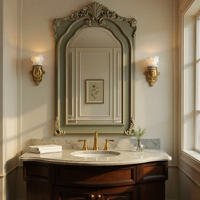 Crystorama Mayfield 1 Light 5.25" Sconce, Aged Brass/Frosted