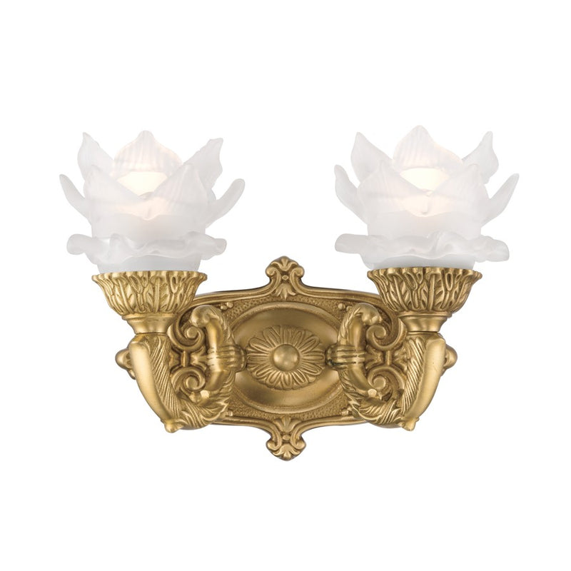 Crystorama Mayfield 2 Light 11.5" Sconce, Aged Brass/Frosted