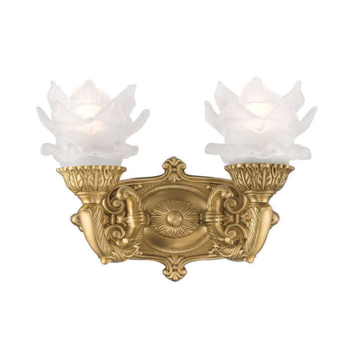 Crystorama Mayfield 2 Light 11.5" Sconce, Aged Brass/Frosted - 5222-AG