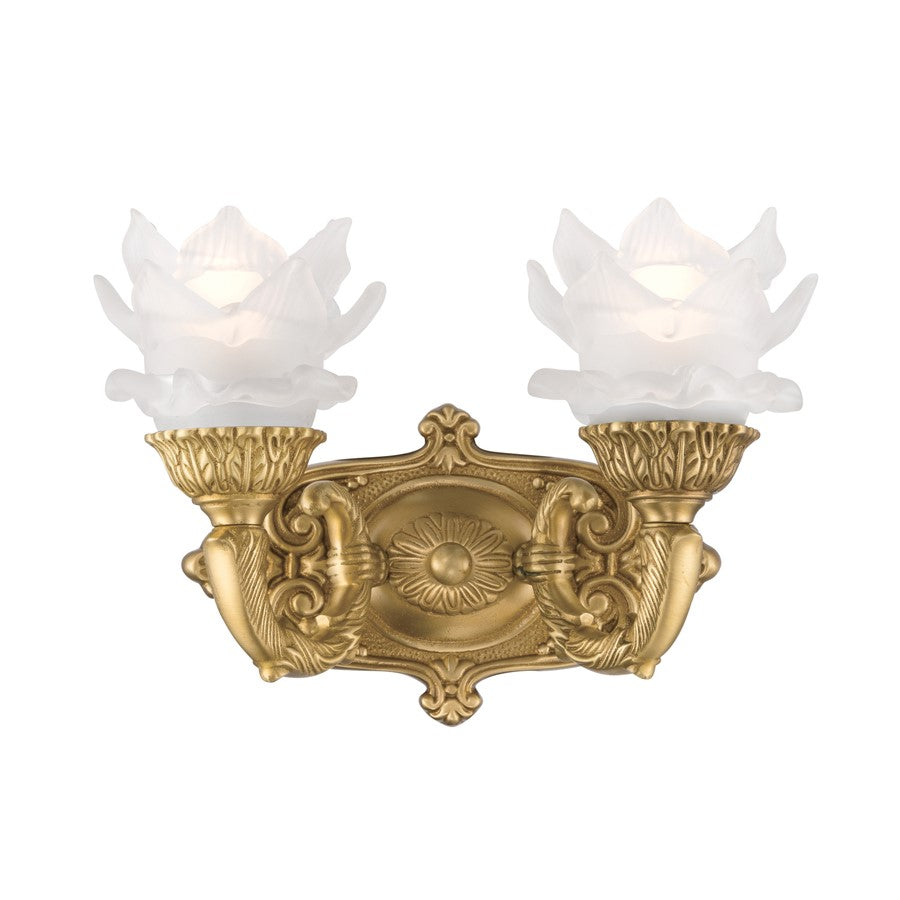 Crystorama Mayfield 2 Light 11.5" Sconce, Aged Brass/Frosted - 5222-AG