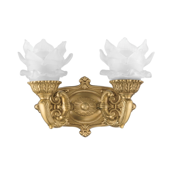 Crystorama Mayfield 2 Light 11.5" Sconce, Aged Brass/Frosted