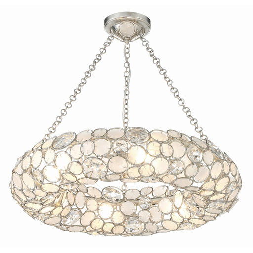 Crystorama Palla 6 Light Chandelier, Antique Silver
