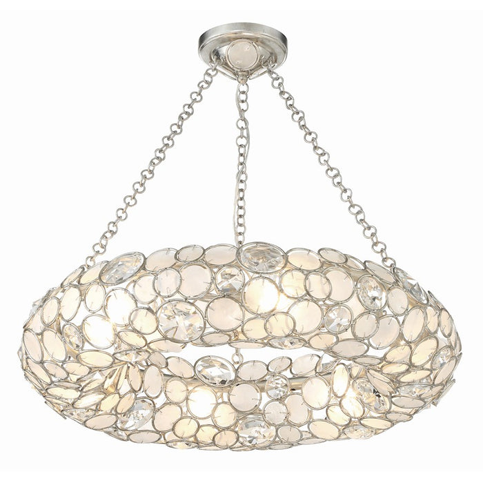 Crystorama Palla 6 Light Chandelier, Antique Silver