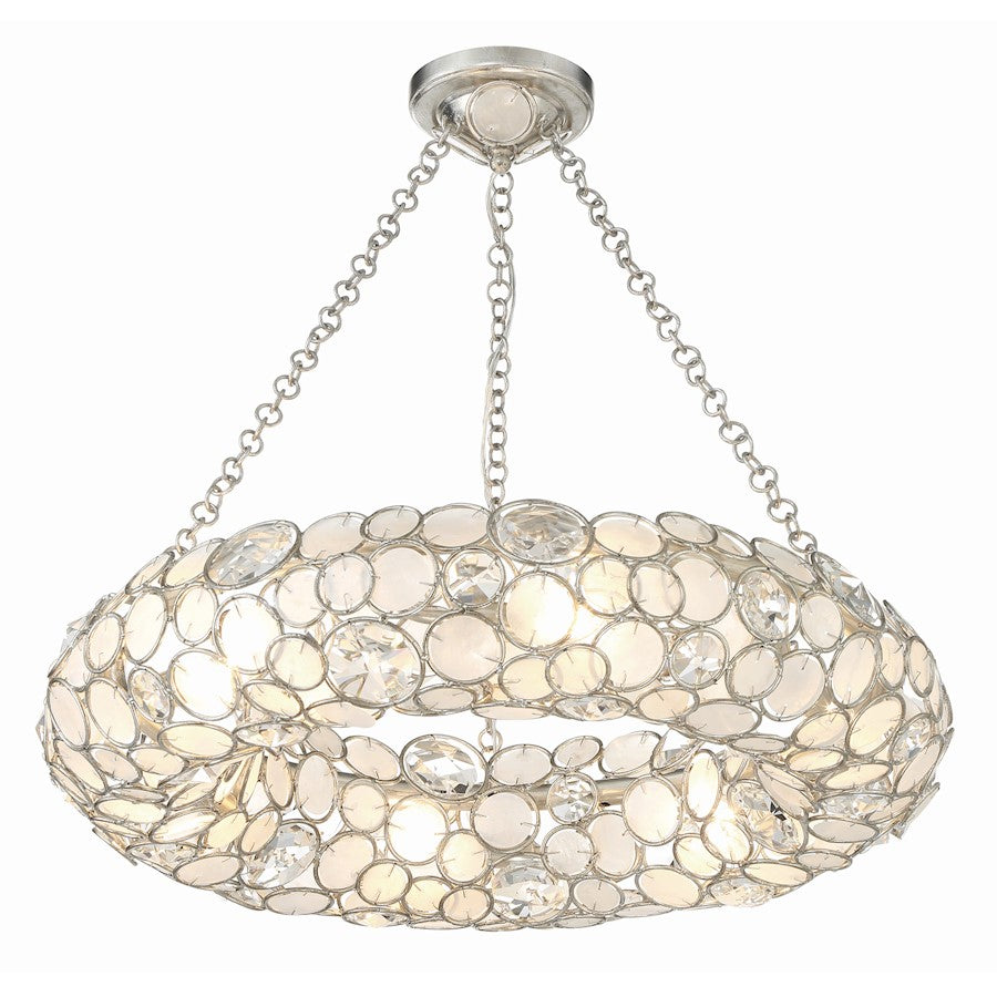 Crystorama Palla 6 Light Chandelier, Antique Silver