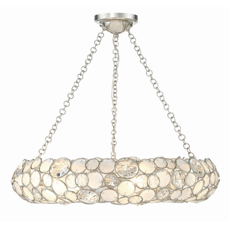Crystorama Palla 6 Light Chandelier, Antique Silver