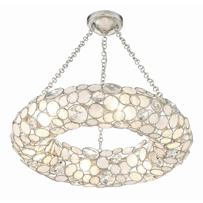 Crystorama Palla 6 Light Chandelier, Antique Silver