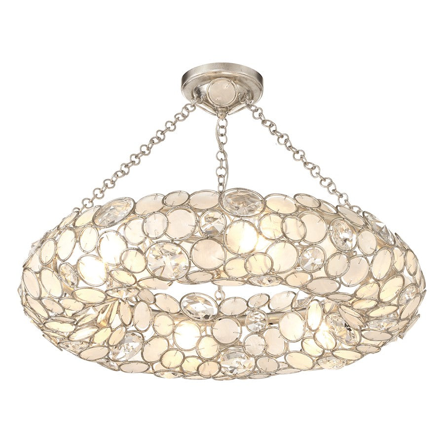 Crystorama Palla 6 Light Semi Flush Mount, Antique Silver