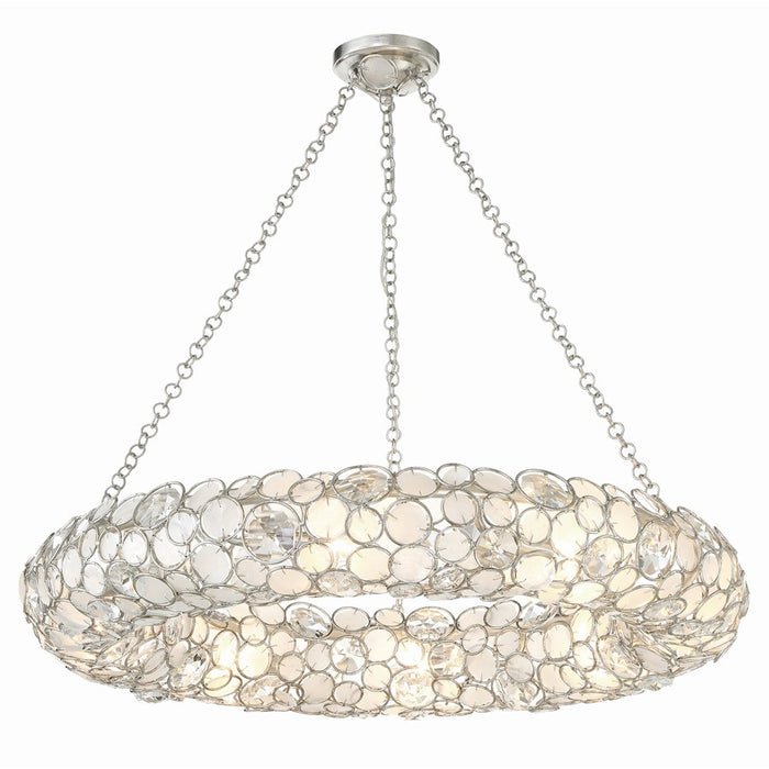 Crystorama Palla 8 Light Chandelier, Antique Silver