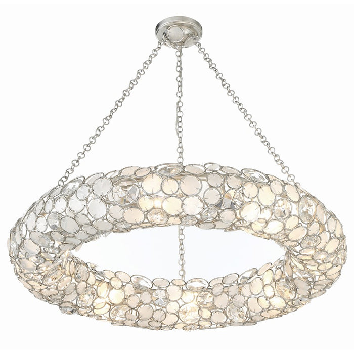 Crystorama Palla 8 Light Chandelier, Antique Silver
