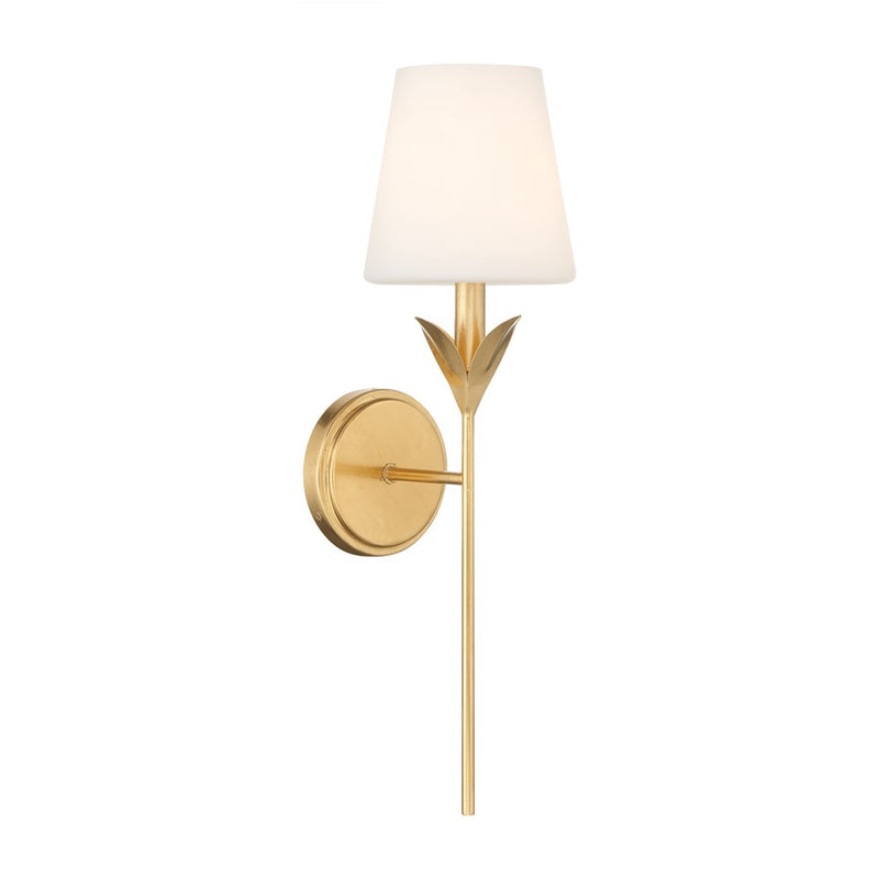 Crystorama Broche 1 Light 6" Sconce, Antique Gold/White