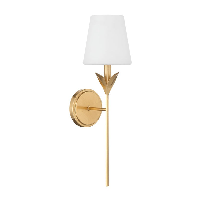 Crystorama Broche 1 Light 6" Sconce, Antique Gold/White