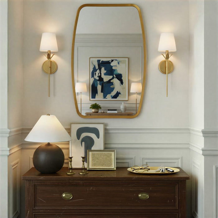 Crystorama Broche 1 Light 6" Sconce, Antique Gold/White