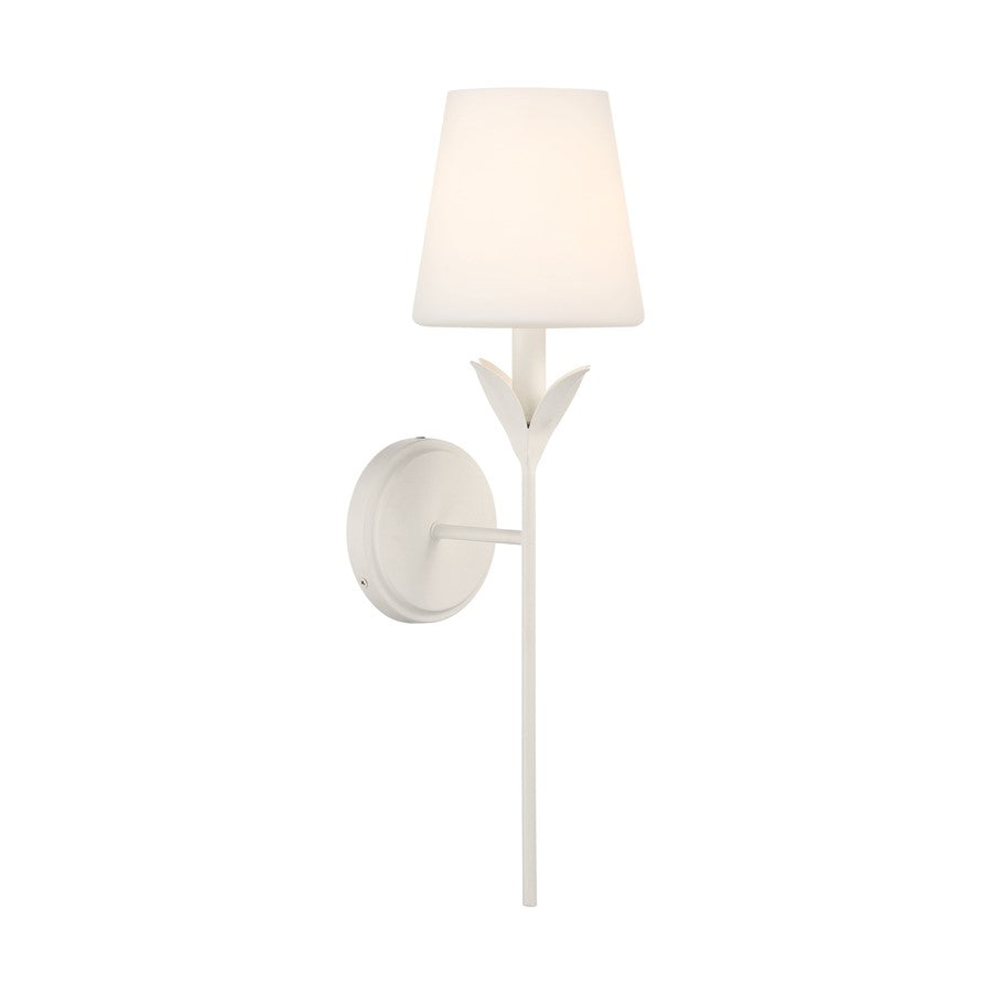 Crystorama Broche 1 Light 6" Sconce, Matte White/White - 531-OP-MT