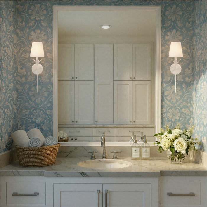 Crystorama Broche 1 Light 6" Sconce, Matte White/White