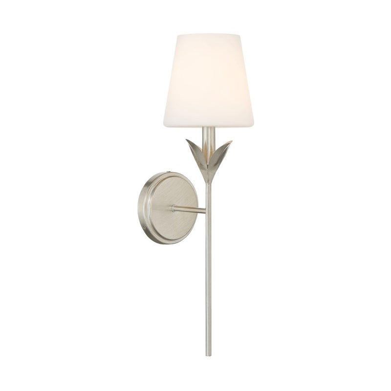 Crystorama Broche 1 Light 6" Sconce, Antique Silver/White