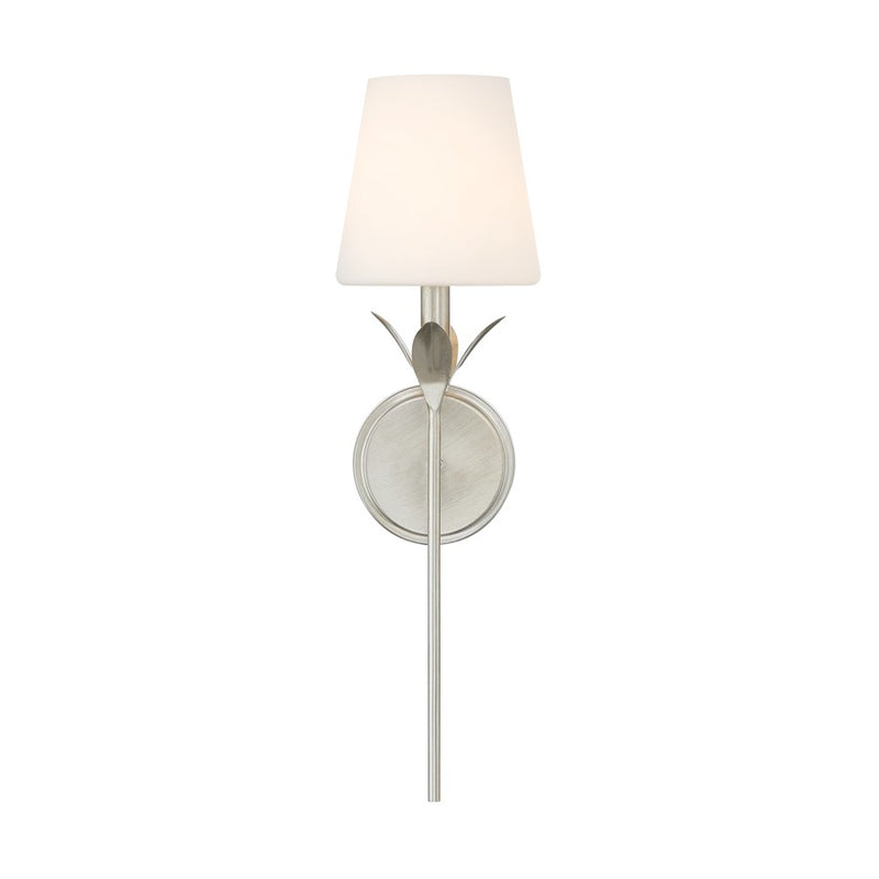 Crystorama Broche 1 Light 6" Sconce, Antique Silver/White