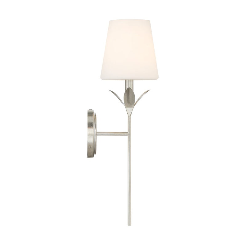 Crystorama Broche 1 Light 6" Sconce, Antique Silver/White