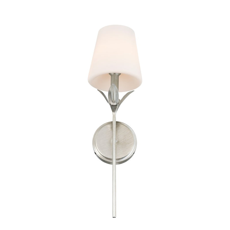 Crystorama Broche 1 Light 6" Sconce, Antique Silver/White