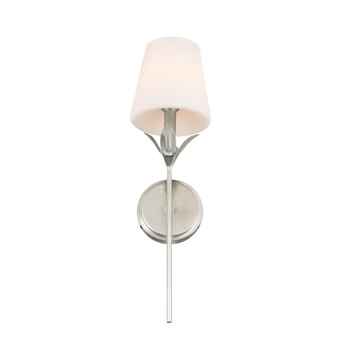 Crystorama Broche 1 Light 6" Sconce, Antique Silver/White