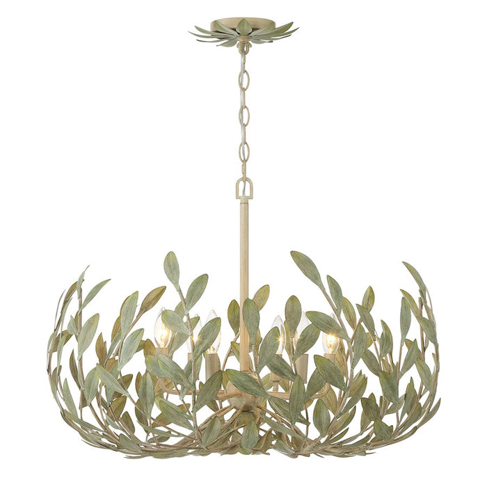 Crystorama Broche 6 Light Chandelier, Champagne Green Tea